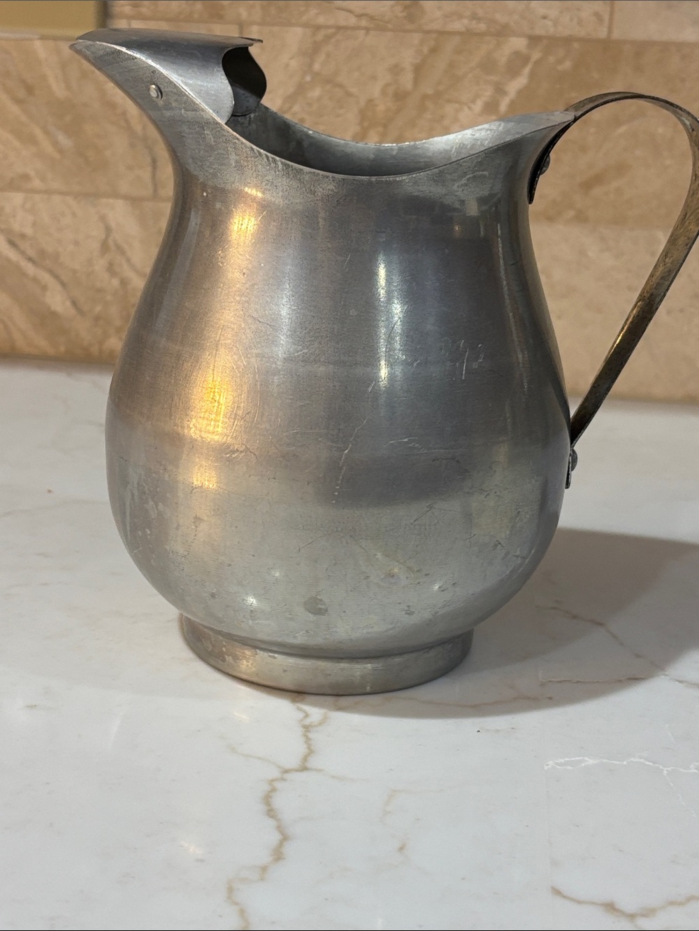 Vintage Aluminum Water Pitcher - Silver Finish Collectable